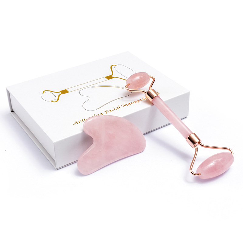 Jade Roller Gua Sha - Natuurlijke Rozenkwarts Jade Roller Gua Sha