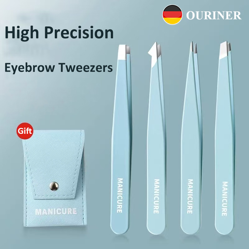 Beauty - Makeup - Eyes - 4-delige kleurrijke wenkbrauwpincet Haarschoonheid Fijne harentrekker