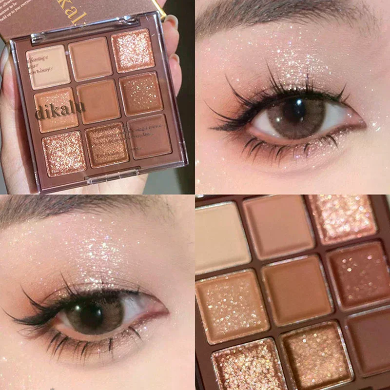 Eyeshadow Glitter Pigment - DIKALU 9 kleuren glitter oogschaduwpalet Koreaanse